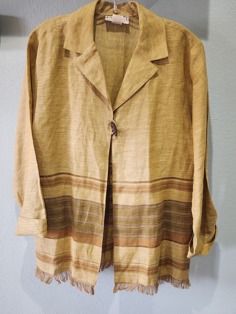 Joy Perreras - Rialto Collection | Earth-tone Stripe Fringe Hem Jacket | Vintage